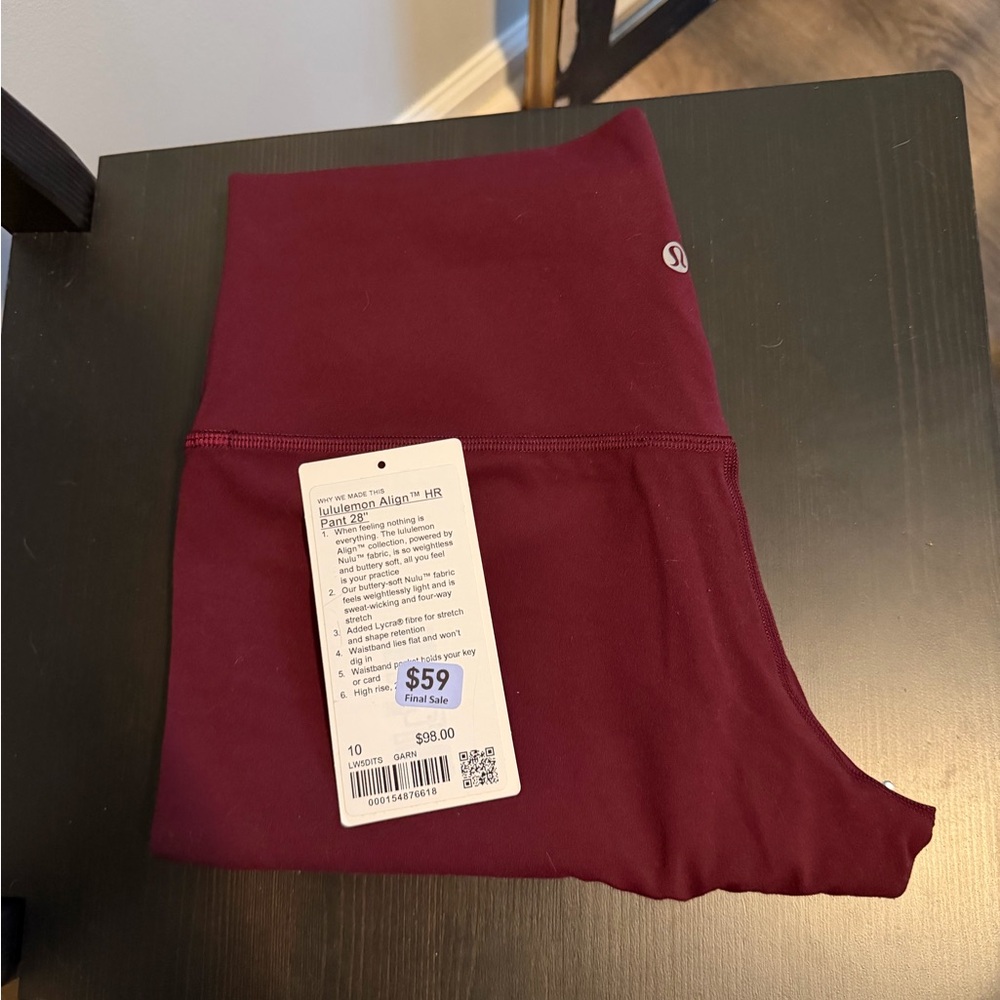 Lululemon Align 28in Garnet High-Rise
Leggings Size 12